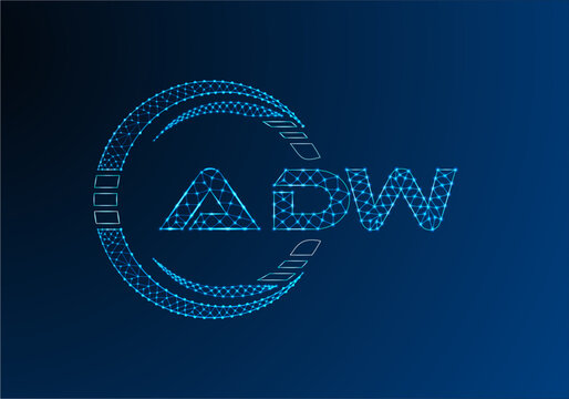ADW low poly letter logo vector design. ADW lower poly logo design.