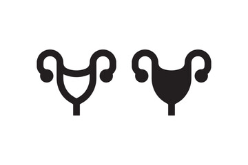 Uterus icon in outline and filled style Vector