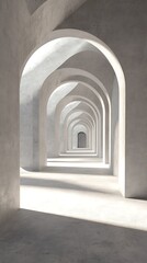 Fototapeta premium A series of elegant arches in a minimalist, light-filled corridor.