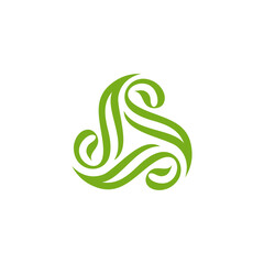 Fototapeta premium Trinity luxury Triquentra icon rotation logo, leaf triangle for nature industri, triangular