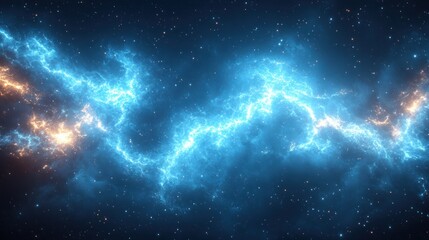 Fototapeta premium Cosmic Nebula: A Celestial Dance of Blue and Orange Energy