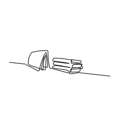 Continuous line book graphic design vector illustration.