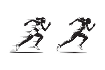 running girl illustration vector