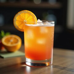 Close-up of a spritz cocktail garnished with an orange slice, cocktail, spritz