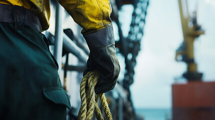 Offshore technician cleaning and maintaining rig equipment. Featuring equipment maintenance