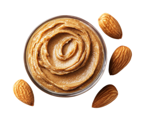 Creating creamy almond butter at home kitchen food isolated on transparent background