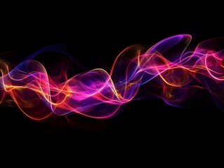 Fototapeta premium Abstract, vibrant, flowing lines of color against a dark background.