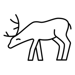 Reindeer thin line icon, forest animals concept. Vector graphics. Deer animal, wildlife sign on white background, linear style mobile or design.