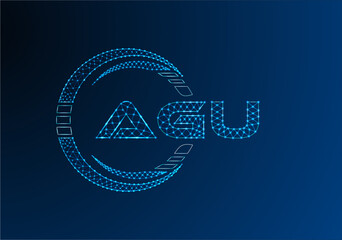 AGU low poly letter logo vector design. AGU lower poly logo design.