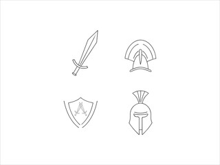 A bold, graphic design of a Roman warrior helmet.