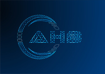 AHB low poly letter logo vector design. AHB lower poly logo design.