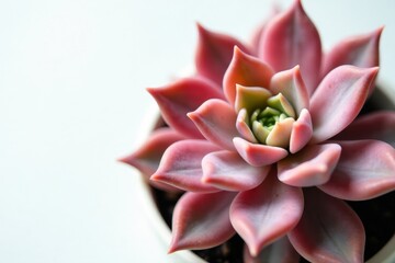Close-up of Echeveria succulent, white backdrop, photography, nature