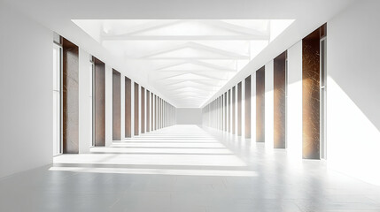 Obraz premium Modern White Corridor With Sunlight