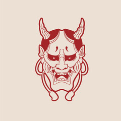 Fototapeta premium Oni japanese devil mask, Vector illustration 