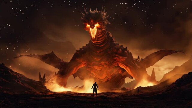 battle of dragons and humans, ai generative