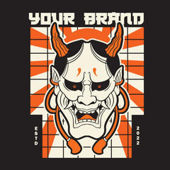 Oni japanese devil mask, Vector illustration	