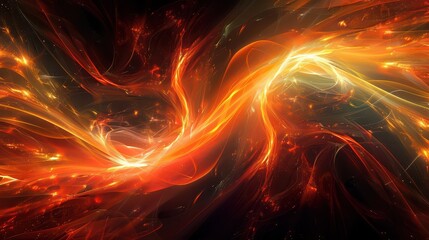 Fototapeta premium Abstract depiction of fiery energy with swirling patterns against a dark cosmic background