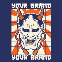 Oni japanese devil mask, Vector illustration	