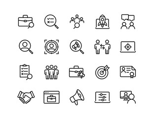 Recruitment Vector Icon Set | Adjustable Line Weight | HR, hiring, resume, candidate, interview, career, job, employee, talent, team, selection, search icons