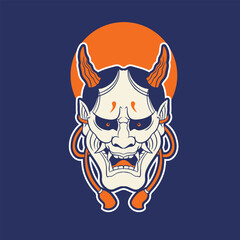 Oni japanese devil mask, Vector illustration	