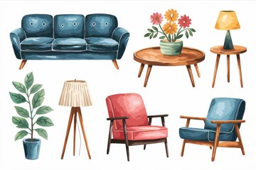 Mid-century modern home decor elements.