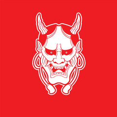 Oni japanese devil mask, Vector illustration	