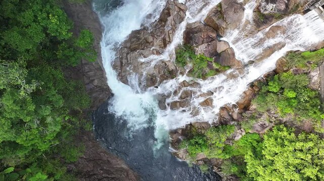 Cinematic aerial footage of Behana Gorge near Cairns Queensland Australia