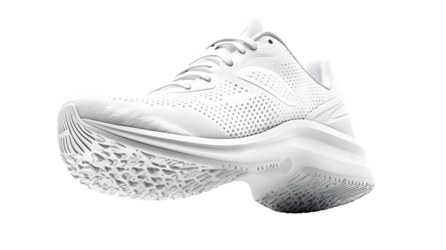 Professional Classic White Running Shoes with Textured Soles Isolated
