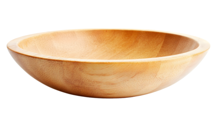 Empty Wooden Bowl on White Background for Culinary Concepts