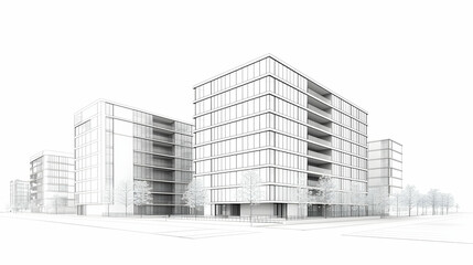 Architectural Building Design Sketch Perspective View