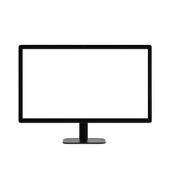 A black computer monitor with a white background