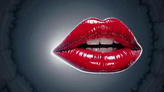 Seductive beauty showing vibrant glossy lips slightly parted, exposing white teeth, creating a provocative glamour mood for fashion, beauty advertising, romance and sensuous expressions