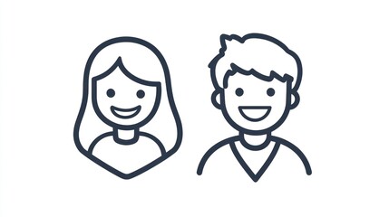 Fototapeta premium Simple Line Art Icons of Children