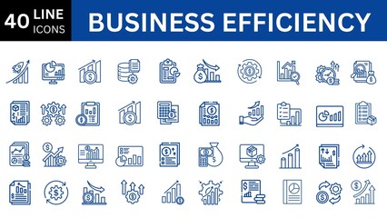 Business efficiency editable icon set. Editable stroke. Vector illustration.