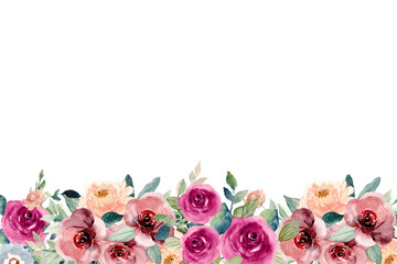Watercolor flowers background vector for design.