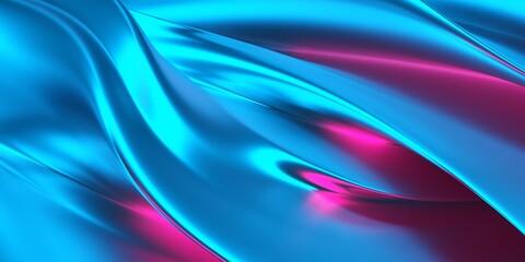 Abstract waves of blue and pink light with smooth textures. 3d render
