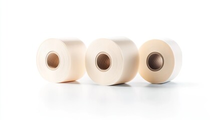 Beige paper rolls arranged