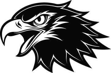 Angry Attacking Eagle Face Silhouette Vector Icon, Fierce Eagle Head Silhouette – Angry Bird Attack Icon, Aggressive Eagle Face Vector Icon – Wildlife Symbol
Raging Eagle Head Silhouette.
