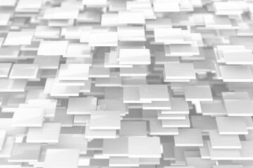 Abstract geometric design with overlapping white squares. 3d render