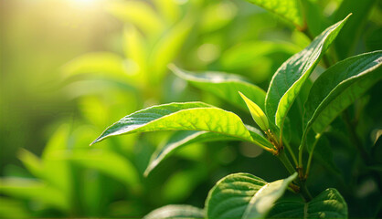 Green Leaves with Sunlight