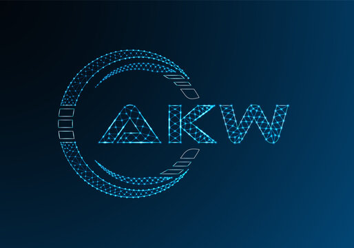 AKW low poly letter logo vector design. AKW lower poly logo design.