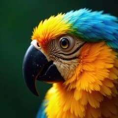 Sharp focus on eye, glossy feathers, vibrant colors, natural setting , feathers, texture