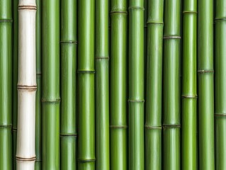 Fototapeta premium Green Bamboo Stalks with One White Bamboo in a Natural Setting