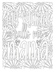 Mothers-Day-Quotes-Coloring Pages. set of hand drawn illustrations
