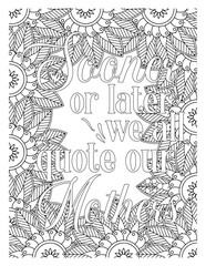 Mothers-Day-Quotes-Coloring Pages. set of hand drawn floral elements