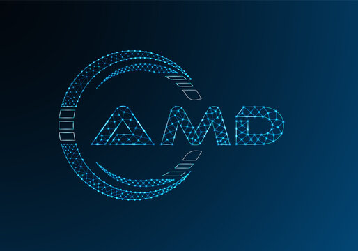 AMD low poly letter logo vector design. AMD lower poly logo design.