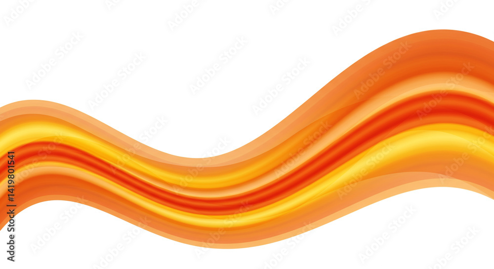 Wall mural abstract orange and yellow wave design on a white background with smooth gradient transitions