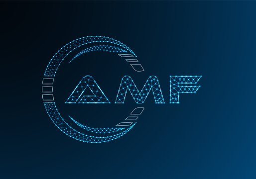 AMF low poly letter logo vector design. AMF lower poly logo design.
