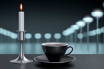 Candle Coffee Night Scene