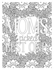 Mothers-Day-Quotes-Coloring Pages. vector set of calligraphic design elements and page decoration